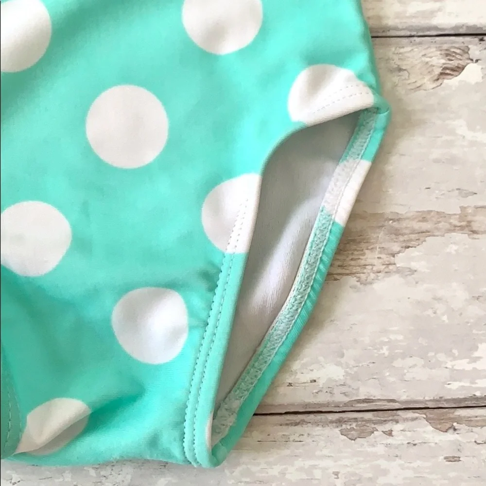 Baby Girl 0-3m Cat & Jack Swimsuit Mint Green Polka Dots Ruffles NB Newborn